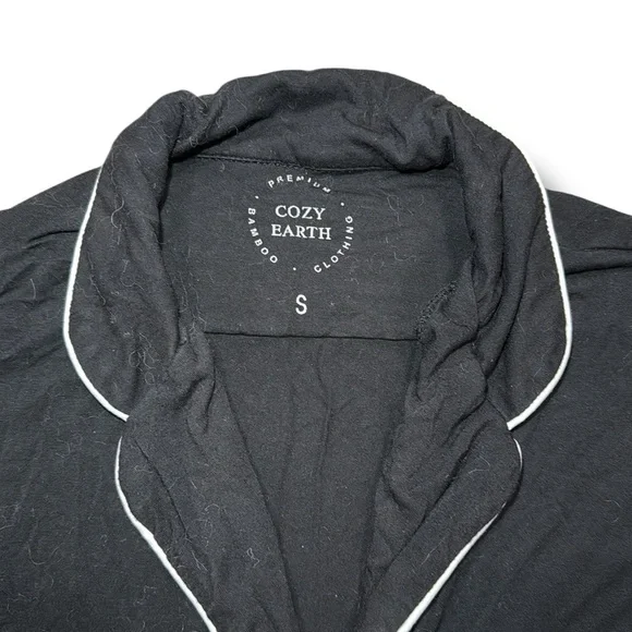 COZY EARTH Women Black Short Sleeve Pajama Set Premium Bamboo Lounge Size S - Picture 4 of 11